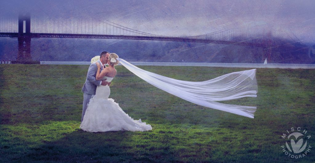 Crissy Fields veil blowing SF Wedding photography