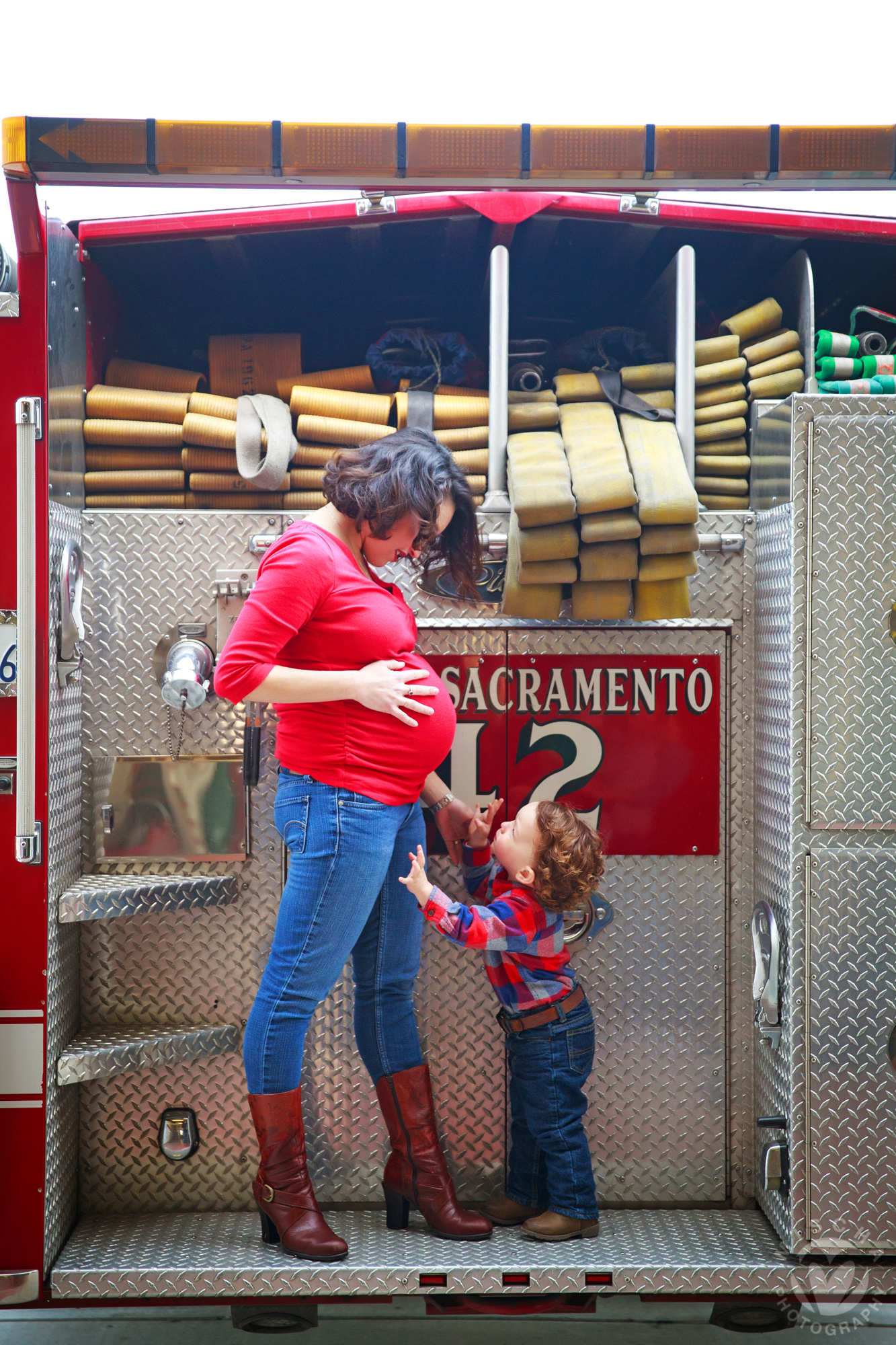 fire station themed maternity session