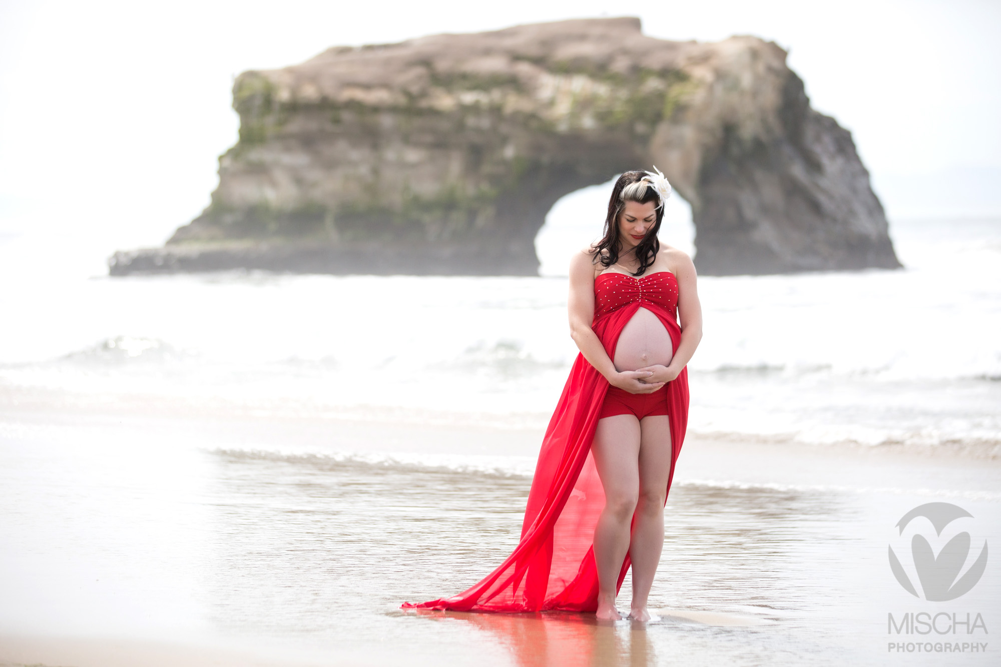 red dress maternity